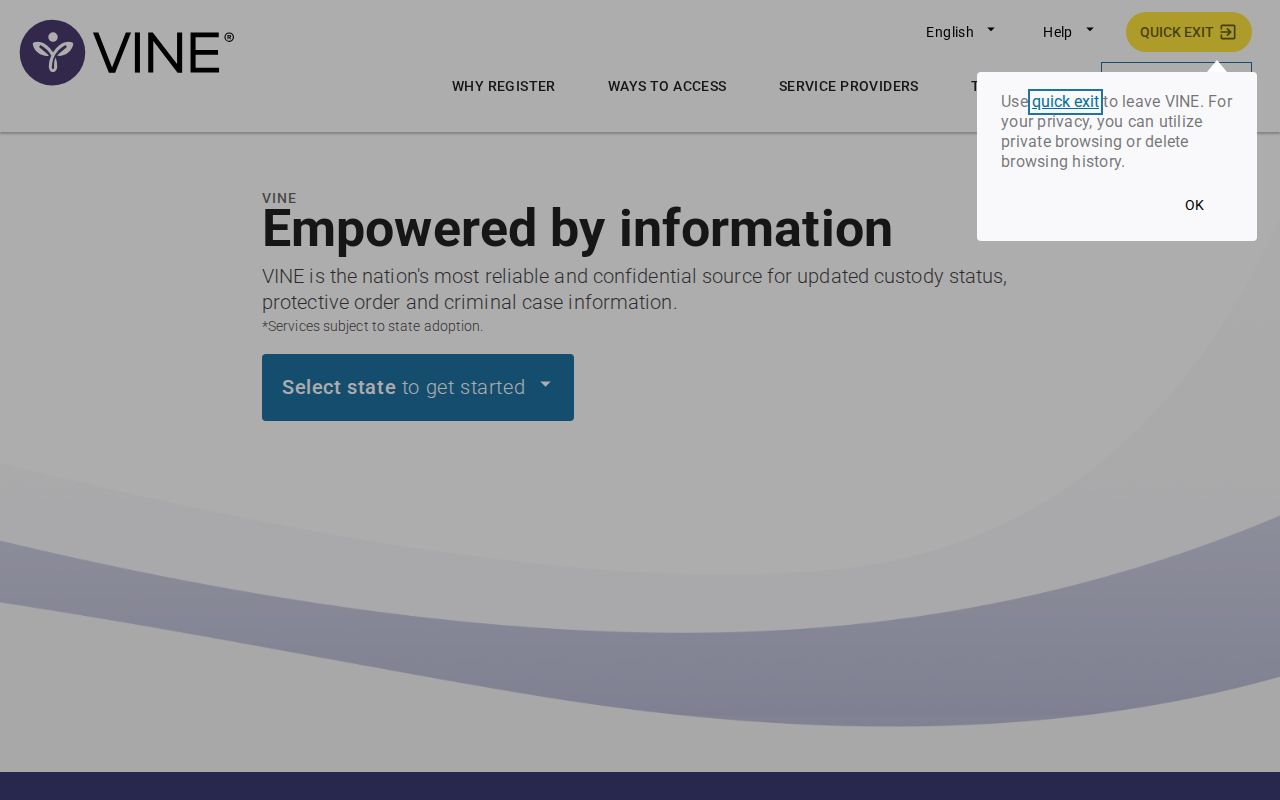 VINELink Washington County arrest check and notification entry