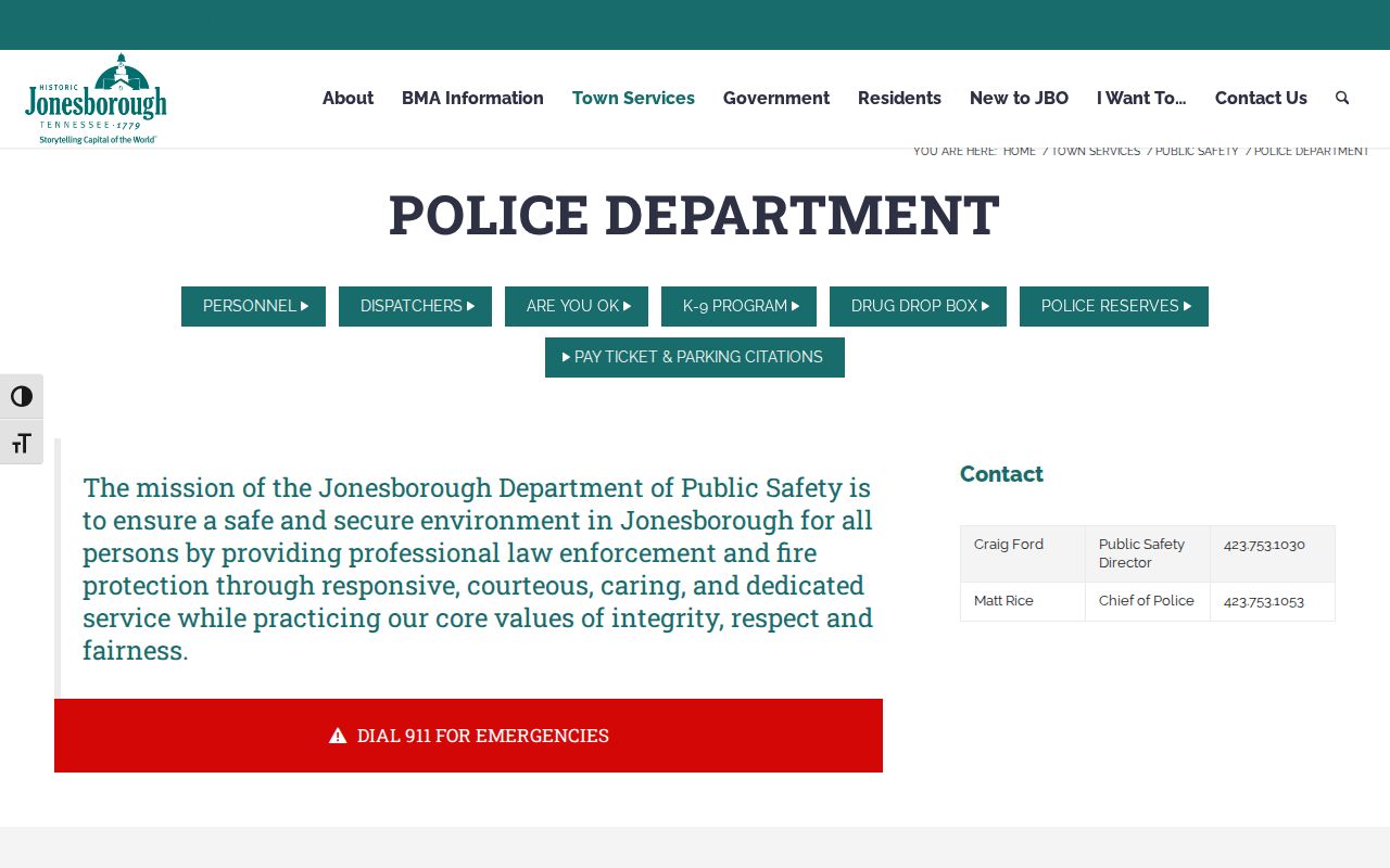 Jonesborough Police official recent arrest and records path