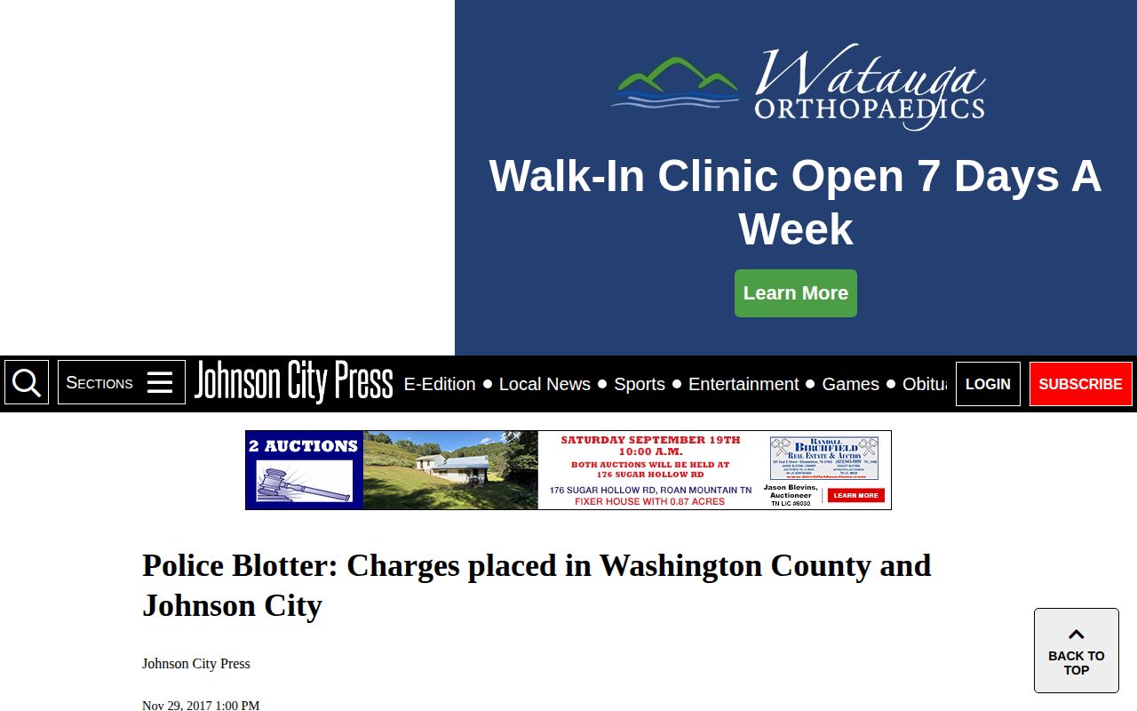 Jonesborough and Washington County secondary arrest news coverage