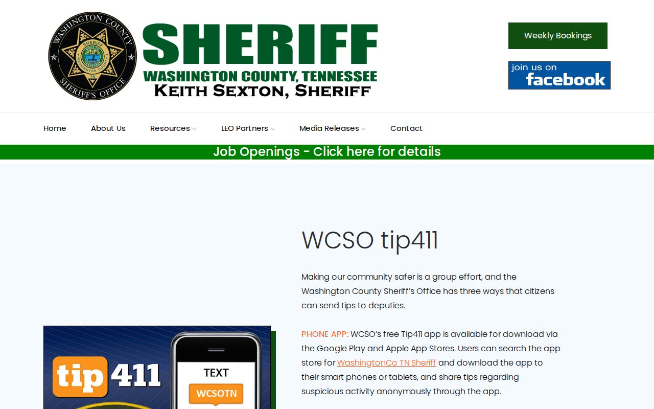 Washington County sheriff Tip411 app not an arrest roster