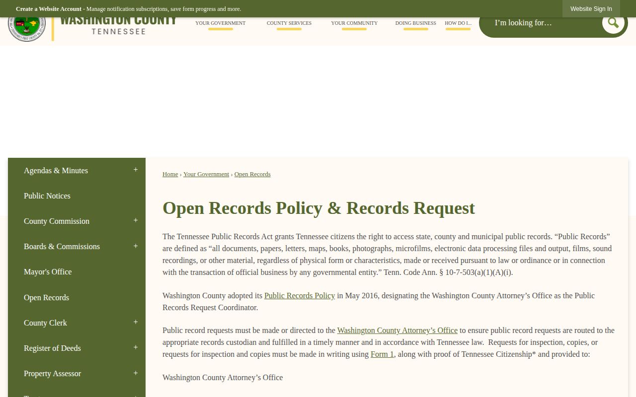 Washington County arrest record request and citizenship requirements